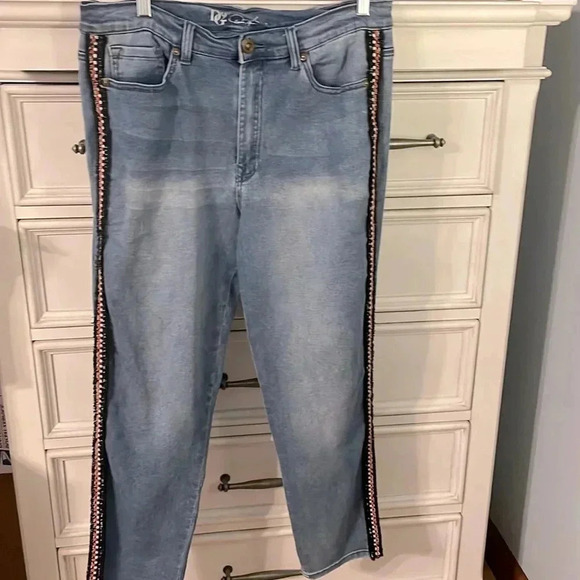 DG 2 by Diane Gilman jeans with striped side size 14 - Picture 10 of 10